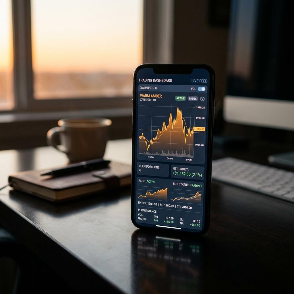 Dzelamokru AI crypto trading platform dashboard på smartphone
